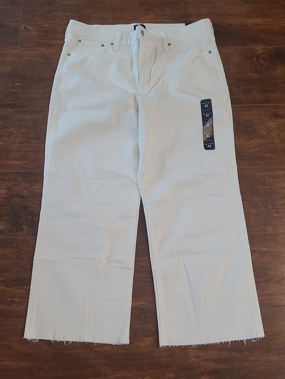 J.Crew Factory Curvy wide leg cropped jean stretch Seashell White NWT 32